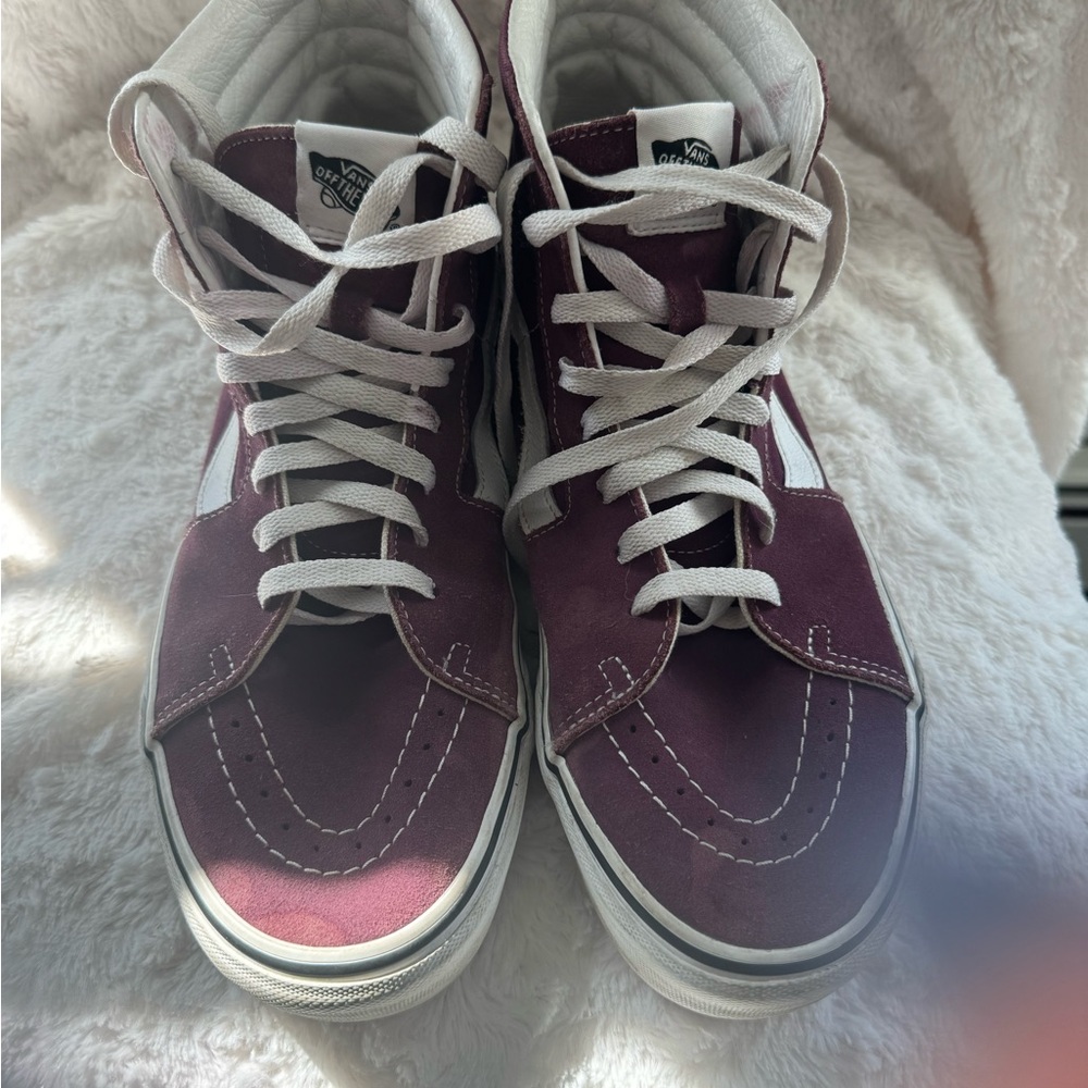 Vans Burgundy White High-Top Skate Sneakers